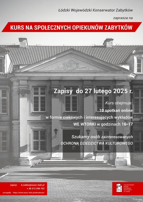 Plakat Kurs na Społecznego Opiekuna Zabytków