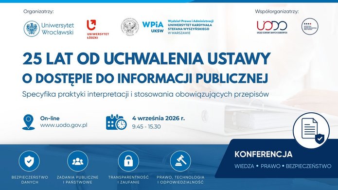 Grafika z tytułem konfencji: 25 lat od uchwalenia ustawy o dostępie do informacji publicznej 